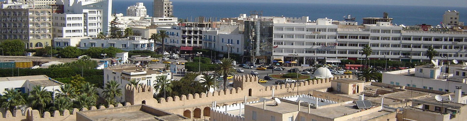 Night tram in Sousse on cobblestone street
