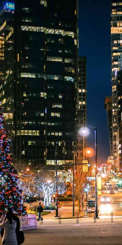 Commuters on Vancouver bus during evening