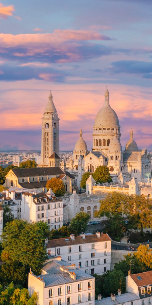 Tram Silhouette at Sunset in Paris