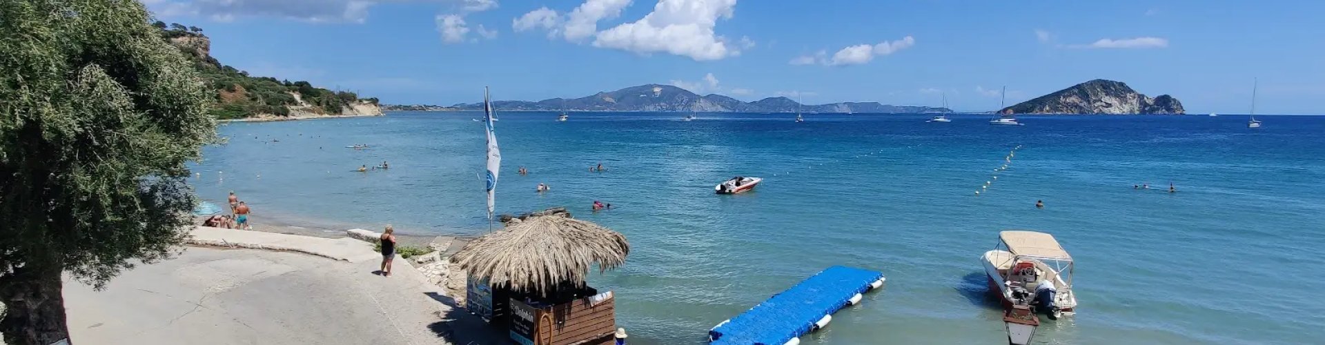 Limni Keri tram on vibrant street