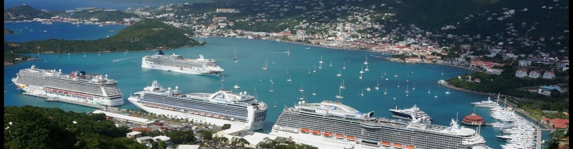 Night tram on cobblestone street in St Thomas
