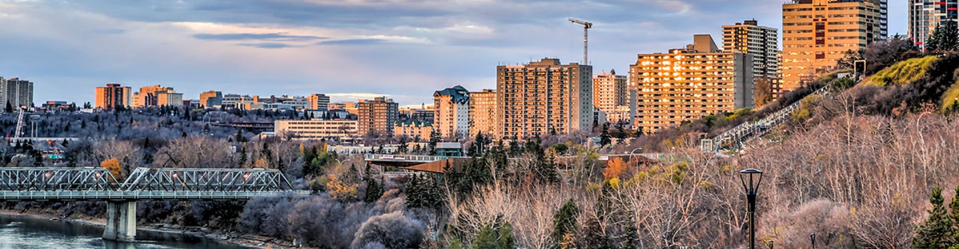 Edmonton night tram on cobblestone street