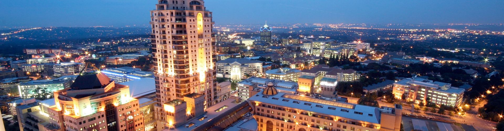 Night tram on cobblestones in Johannesburg