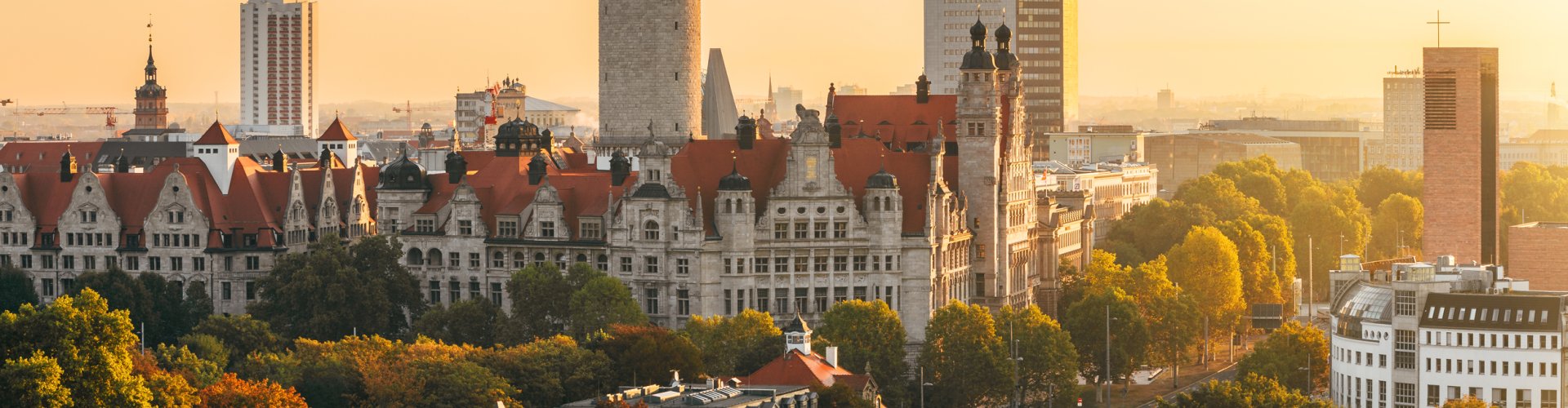 Leipzig tram at sunset