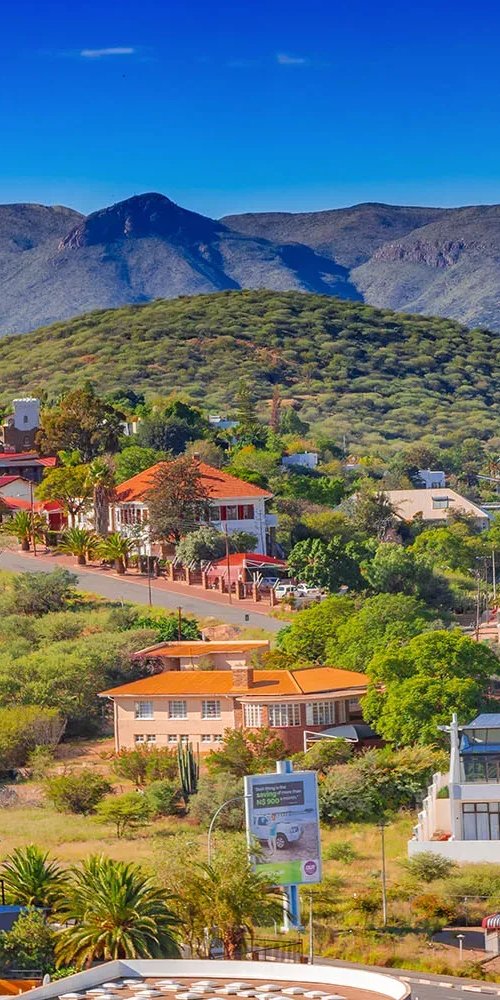 Windhoek tram in quiet morning light