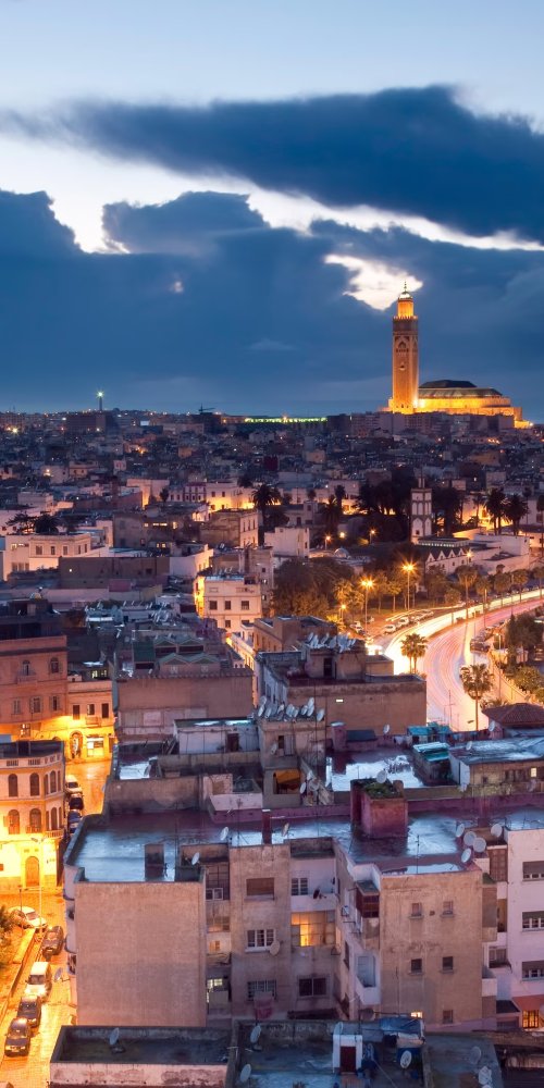 Casablanca public transport map at night
