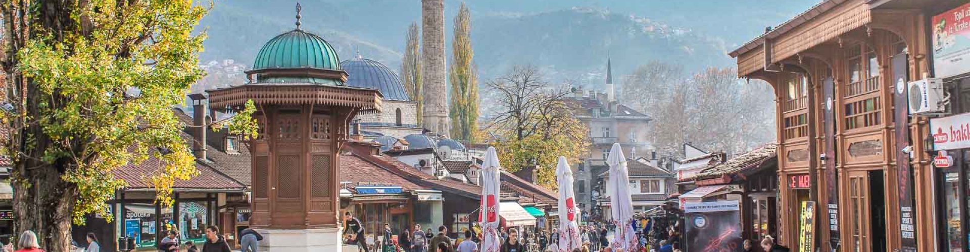 Night tram on cobblestones in Sarajevo