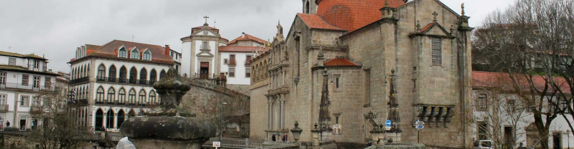 Colourful tram in Amarante city centre
