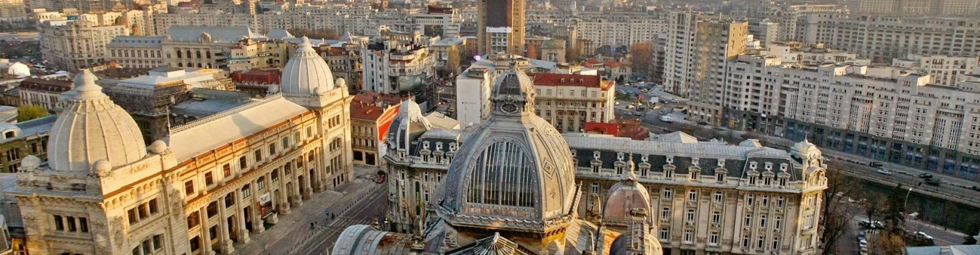 Busy Bucharest tram in the city centre