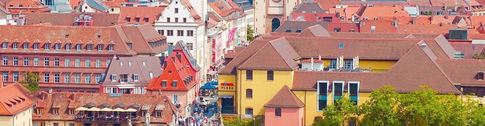 Tram crossing a Würzburg street
