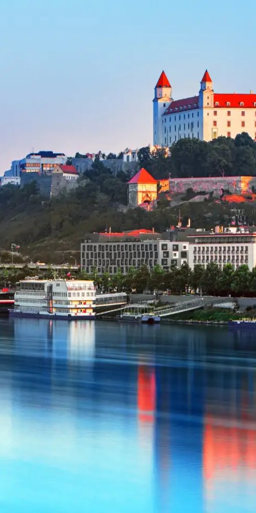 Bratislava tram at sunset