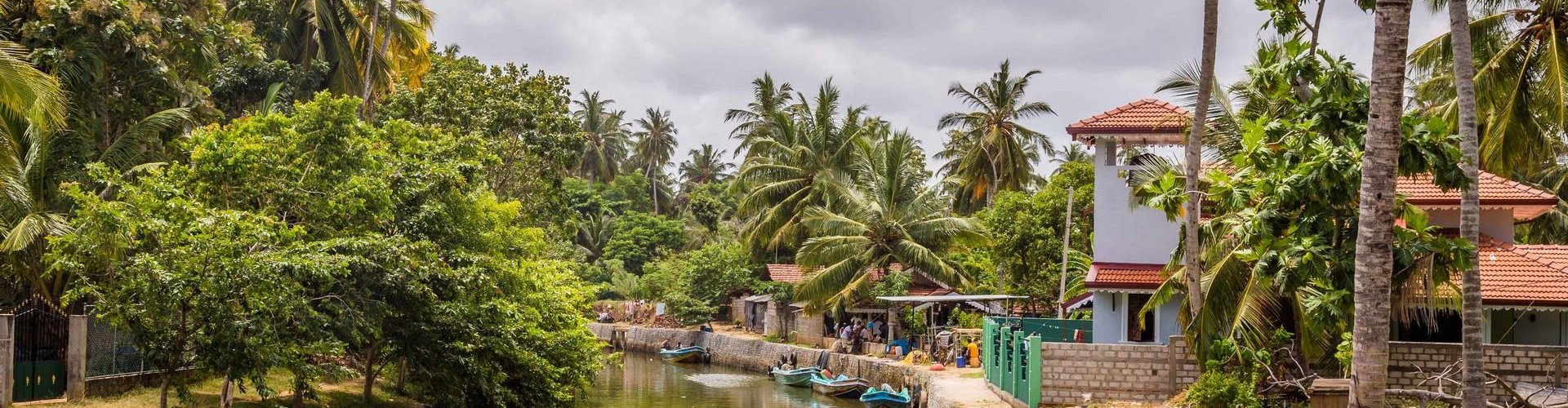 Night tram crossing cobblestones in Negombo