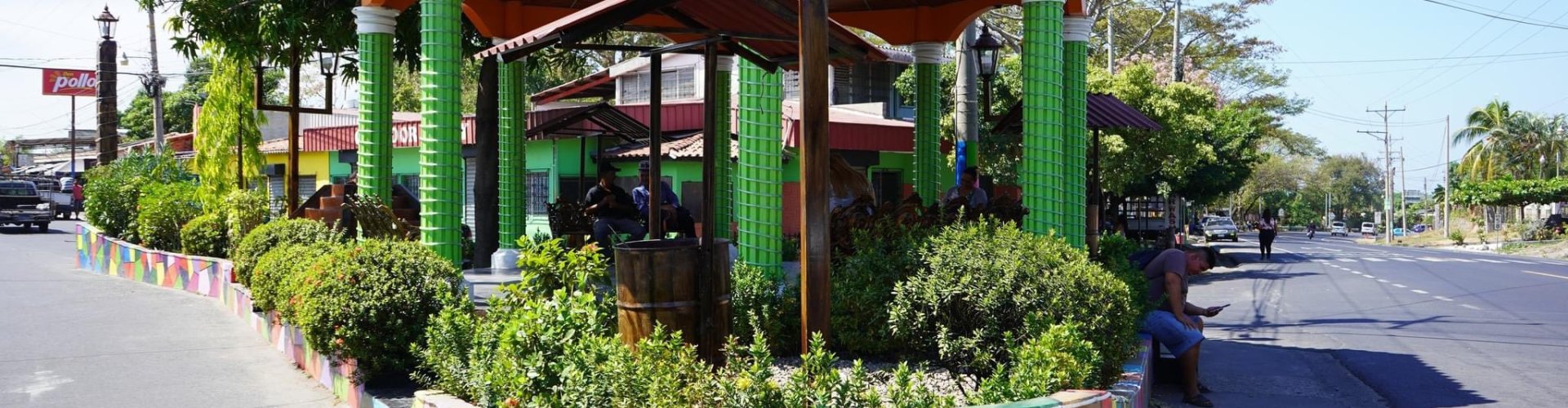 Night tram on cobblestone street in San Luis Talpa