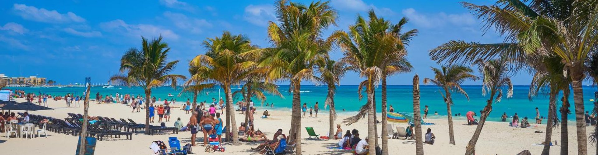 Busy Playa del Carmen tram stop