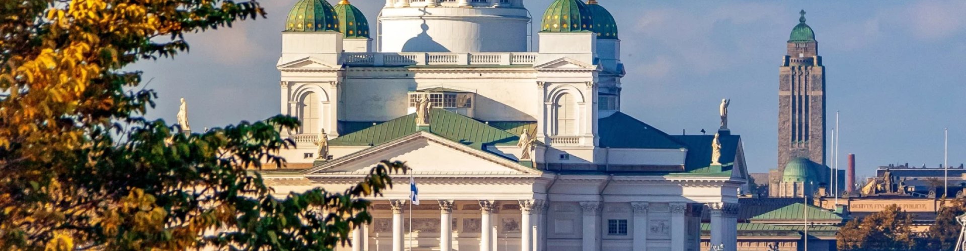 Helsinki public transport scene with tram and commuters