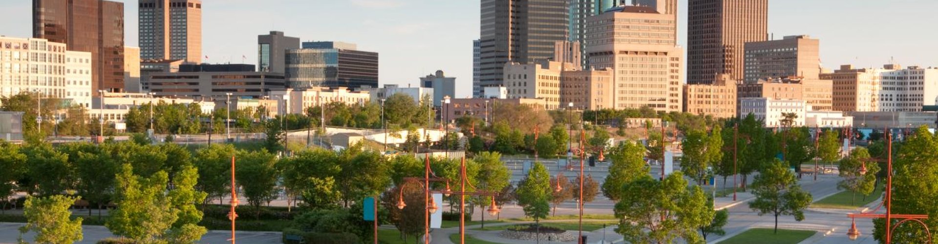 Night tram on cobblestones in Winnipeg