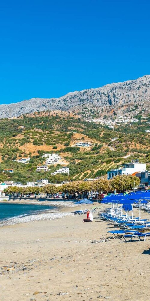 Quiet tram in Plakias during off-peak