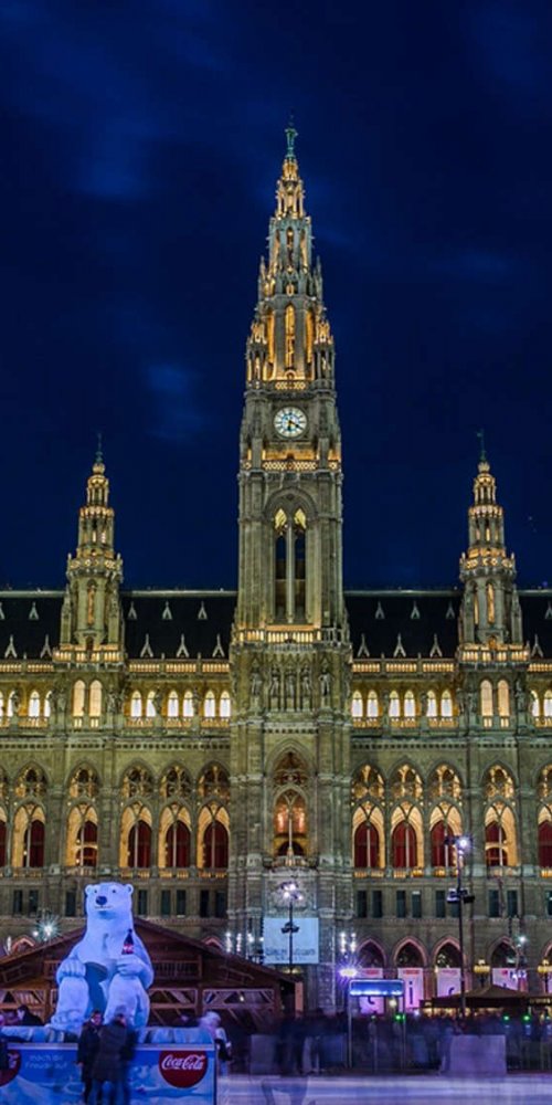 Tram driver at sunset in Vienna