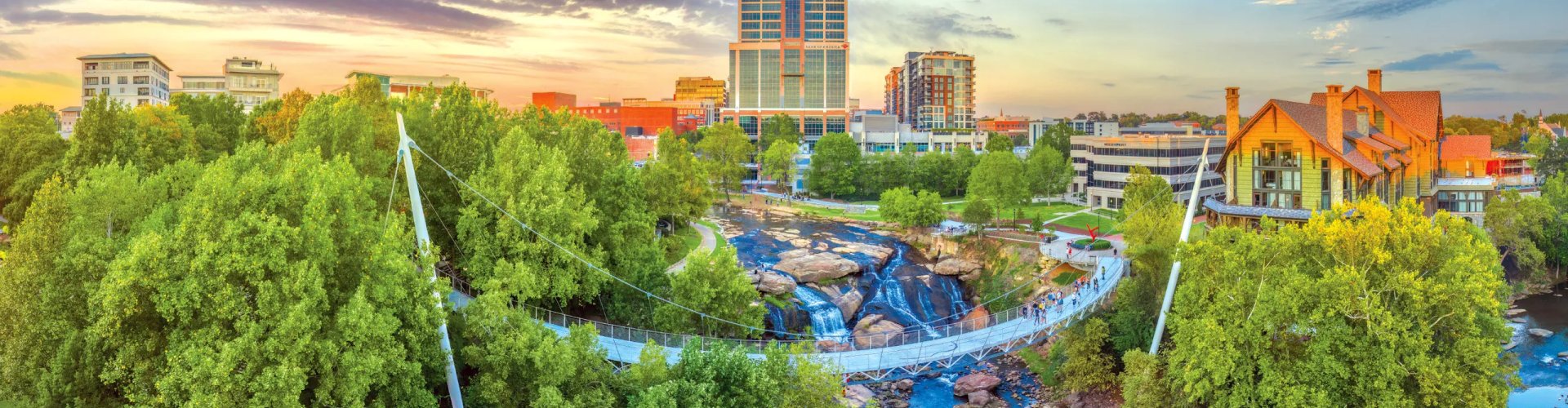 Night tram on cobblestone street in Greenville, NC, US