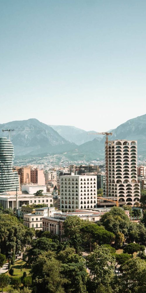 Tranquil Tirana tram during off-peak