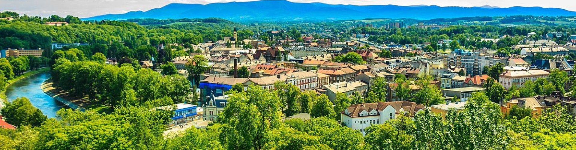 Český Těšín tram on sunlit street